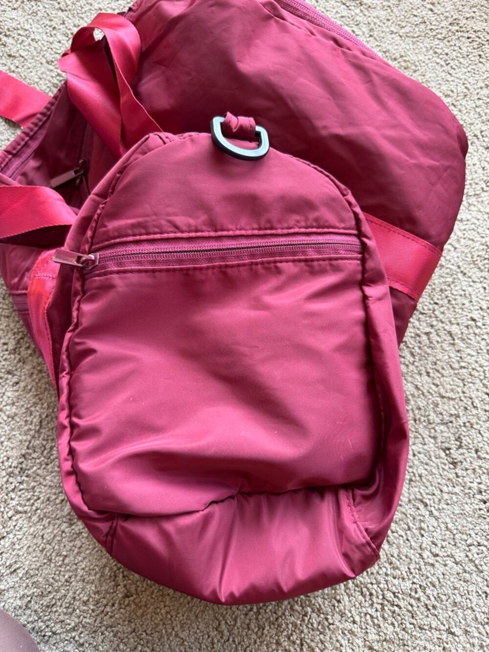 Burgundy Gym Bag With Shoe Compartment - Picture 3 of 7